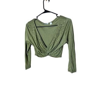 Country Road Green‎ Sequin Twist Front Crop Top Size M